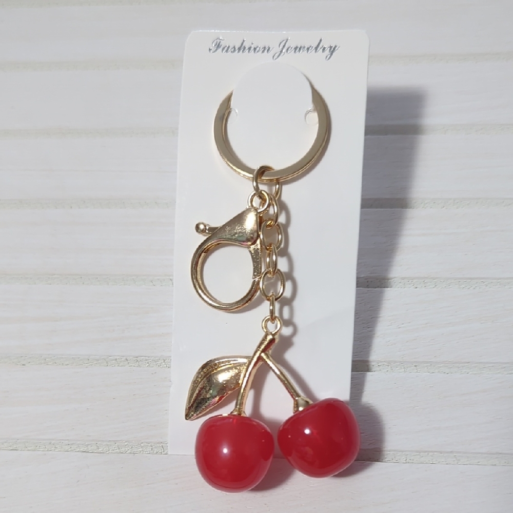 Gold Cherry Keychain/Bag Charm